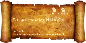 Matyasovszky Milán névjegykártya