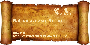 Matyasovszky Milán névjegykártya