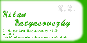 milan matyasovszky business card