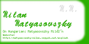 milan matyasovszky business card